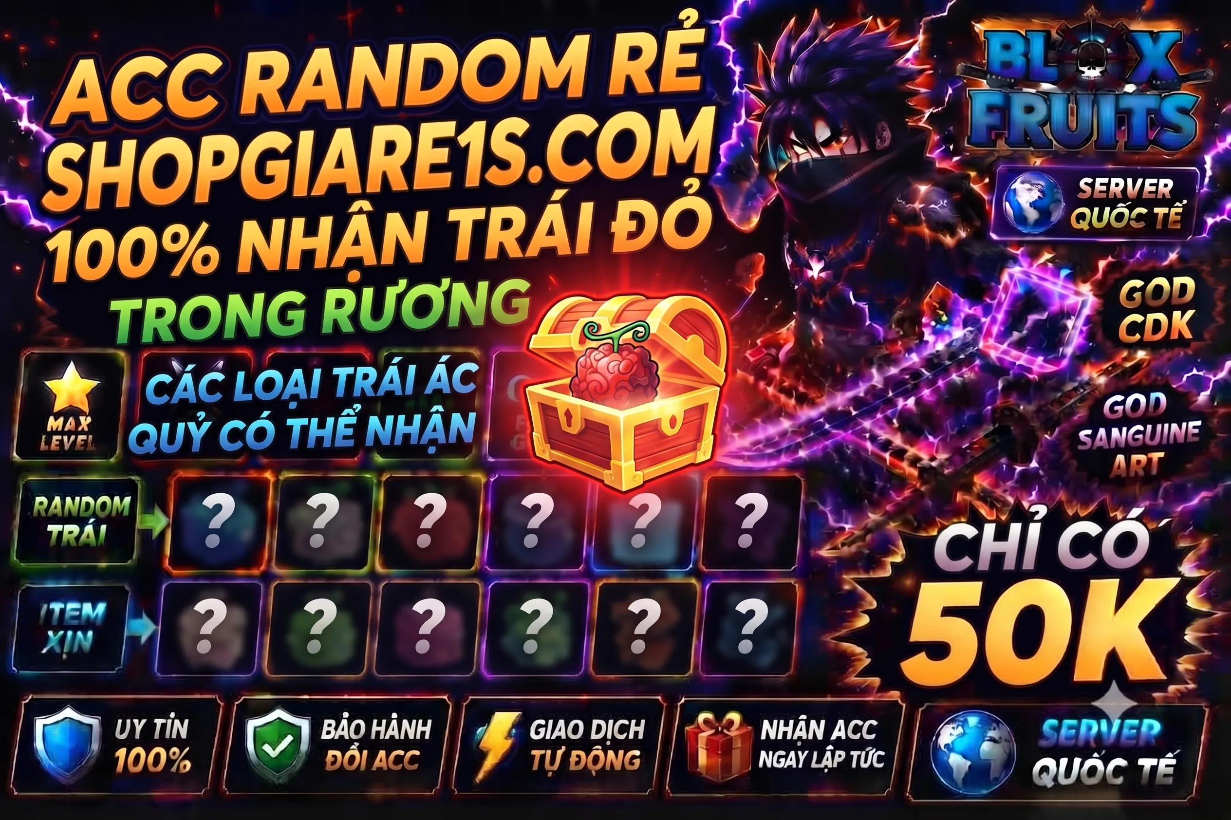 Blox fruit 100% có trái đỏ